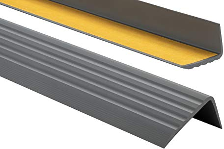 PVC Treppenkantenprofil Selbstklebend Winkelprofil Anti-Rutsch Treppenkante 41x25mm 1.30m, Anthrazit