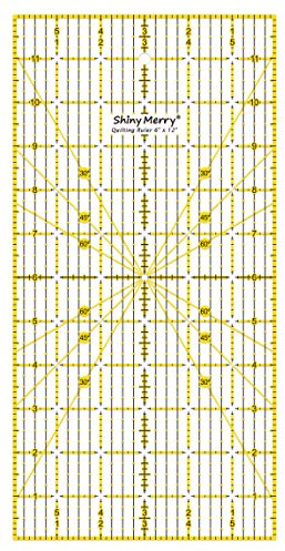 Shiny Merry 6 x 12 inch Non Slip Acrylic Quilting Ruler for Patchwork, Sewing Carft, with Yellow and Black Template Lines