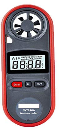 Anémomètre numérique LCD portable - Mesure de la vitesse du vent - Thermomètre pour la planche à voile, la voile, la pêche, le cerf-volant et l'alpinisme, etc