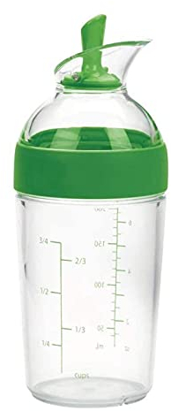 CLQ Mezclador de aderezo para ensaladas pequeño Mezclador de Salsas Multifuncional Botella mezcladora de Jugo con Escala 8.4 oz, fácil de operar-Green