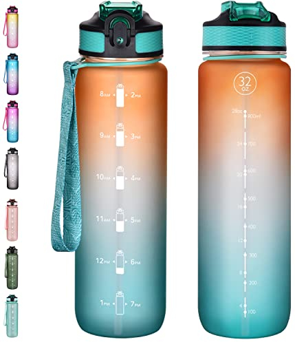 NAVTUE 1L Sports Water Bottle with Straw, BPA-Free Tritan Leakproof for Gym