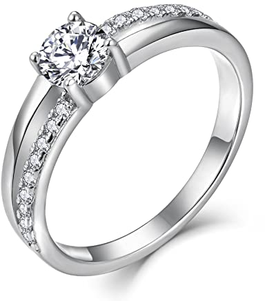YL Verlobungsring Damen,Ring Silber 925 Damen Zirkonia Ringe Silberringe Eheringe Antragsring für Frauen