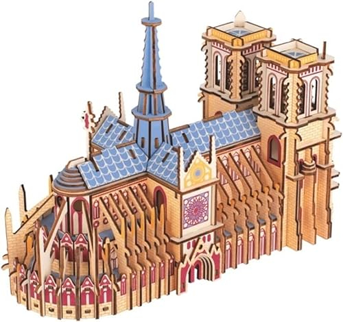 HEYONA Puzzle 3D, 216 Stück Holzpuzzle Spielzeug Notre Dame de Paris, architektonisches Modell 3D Erwachsene Puzzle in drei Dimensionen Laserschnitt Jigsaw Perfekte Dration Geschenk