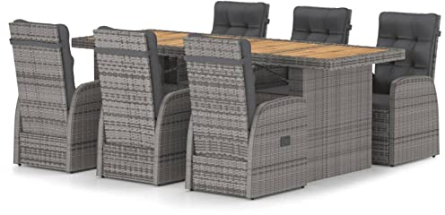 Festnight Sitzgruppe Garten Essgruppe 6 Personen Rattan Gartenmöbel Set mit 6 Stühle Polyrattan Gartengarnitur Rattanmöbel Esstisch Sitzgarnitur Gartentisch