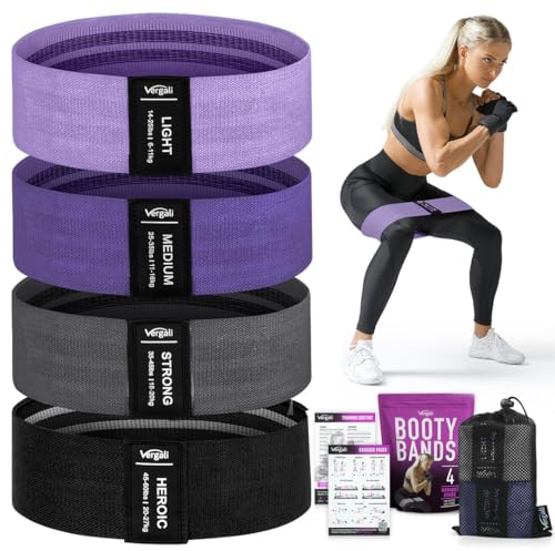 Resistance Bands for Working Out with Workout Bands Guide. 4 Booty Bands for Women Men Fabric Elastic Bands for Exercise Bands Resistance Bands for Legs Bands for Working Out Hip Thigh Glute Bands Set