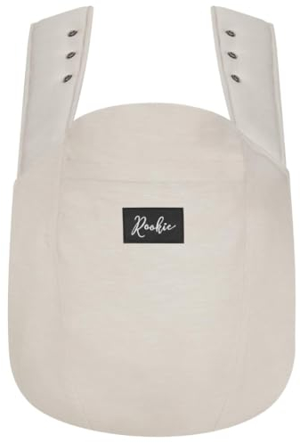 ROOKIE Babytrage Konnekt - Bequem u. super anpassbar - Bauchtrage u. Rückentrage für Neugeborene ab Geburt - Design Baby Trage aus weicher Bio-Baumwolle (Beige)