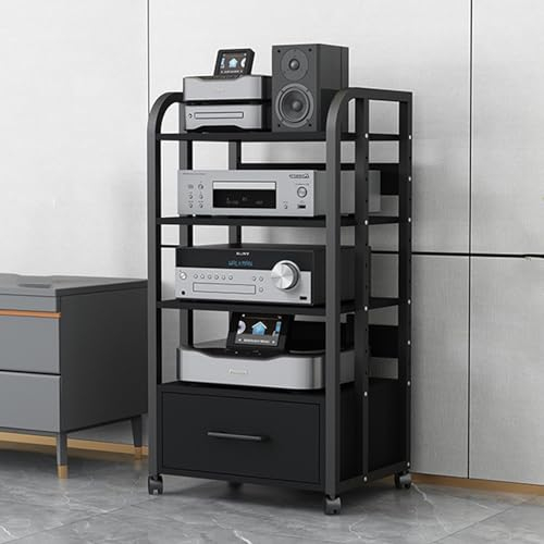 audio rack hifi regal HiFi-Audio-Rack-Schrank für Zuhause, 100 cm hoch, großer Audio- und Video-Medienständer für Verstärker/Plattenspieler/Stereo-Receiver – Eck-Entertainment-Center, Druckerständer m