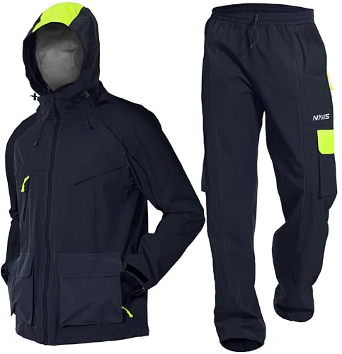 Herr PRO vattentäta arbetskläder regndräkt 3-delat set, Hi-Vis jacka och byxor, 3L-Gore Pro-Tex Oxford, multi-ficka, Marinblått Xsp, XL
