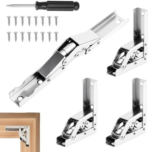 APOMOONS 4 Stück Klappscharnier 180 Grad mit 1 Schraubendreher, 90 Grad Holzkistenscharniere Aufschraubscharnier mit 16 Schrauben Scharnier Klapptisch Möbelscharniere für Schranktüren, Holztür, Möbel