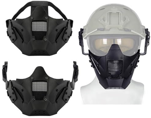 Casque Airsoft Fast Demi-Visage avec Masque Buccal, Protection Faciale Tactique Extérieure pour Adultes (Hommes et Femmes) pour Jeux de Rôle CS(Black)