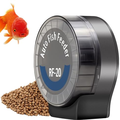 GOMETY Comedero automático para peces, acuario, alimentador automático para acuario, alimentado por pilas, dispensador de alimentos para peces con temporizador pantalla LCD para peces, depósito para