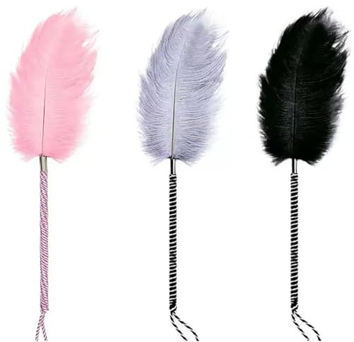 Set of 3 Soft Feather Teasers for Couples – Light Feather Ticklers for Flirting and Sensory Touch, Versatile Partner Feathers for Men and Women, Gentle Stimulation Accessory