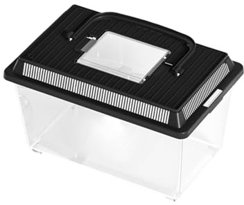 Generisch 2026 Contenedor de transporte de faunario estándar para depósitos de reptiles, cajas de alimentación con, Tank Critter para la alimentación de ranas geckos de mascotas (negro, 23 x 13 x 15,5