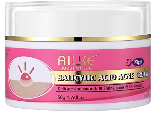 AILKE BOOST LUSTER Salicylic Acid Acne Spot Removal Cream, Effectively Defeats Acne-Prone Skin, Refreshing, Oil Control, Prevent Breakouts, Pimples & Blackheads Remove Face Cream 1.76 oz