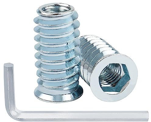 40 tuercas atornillables M6 x 13 mm, inserto de rosca Leryati para madera, manguitos roscados, casquillo de aleación de zinc, tuerca de impacto, hexágono interior, rosca para muebles de madera