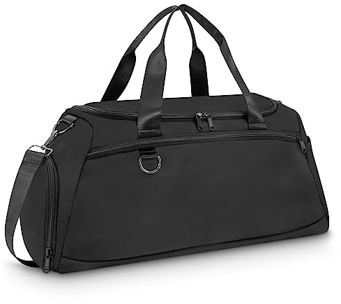 Sports Tote Gym Bag, Cloudgree Travel Duffel Bag for Sports, Gyms and Weekend Getaway, Waterproof Luggage Bag with Shoes and Wet Clothes Compartments, Carry-on Overnight Bag for Men Women (Black)