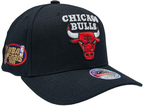 Mitchell & Ness NBA Classic Red Top Spot Baseball Snapback Cap - Chicago Bulls, Einheitsgröße, verstellbar, Herren, Frauen, Kinder, Unisex, Frühling, Sommer, Herbst, Winter