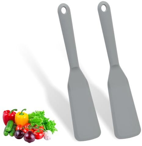 2 stycken silikonspatlar, non-stick silikonspatel, spatel, vändbar värmebeständig pannkaksspatel, omelettspatel, minispatel för matlagning av ägg, hamburgare, pizza, biff