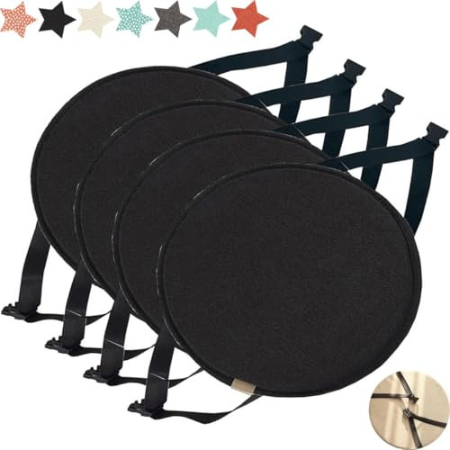 1/2/4 Confezioni Diametro 30cm/33cm/35cm/40cm/45cm Cuscini per Sedia, Cuscino per Sedia da Pranzo Rotondo, Cuscini per Sedie Antiscivolo con Ganci Elastici(G7,4pc:30cm/11.8in)