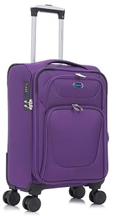 Aerostar Carry-on 20 Lightweight Soft Expandable Suitcase, Hand Luggage 4 Wheels & Combination Lock, 55x35x20cm | Accepted All Airlines easyjet, RyanAir, British Airways (Purple Haze, 36 litres)