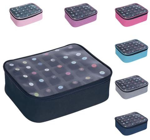 UOZL Small Clear Nail Polish Organizer Holds 30 bottles(15ml-0.5fl.oz) Nail Polish Case Multifunctional Nail Polish Bag organizer, Cosmetic Travel Makeup Cases for Women Black