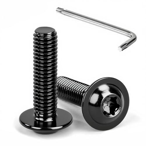 Tunejoy Viti a Testa Bombata Torx Nero con Flangia M8 x 30 mm Vite a Testa Esagonale Bulloni in Acciaio Inox A2 V2A Viti a Brugola con Chiavi a T40 Filettatura Completa 20 Pezzi