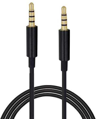 TECHZOCO Cable Audio alargador macho a macho, Cable Audio estéreo Jack 3.5 mm TRRS 4 Pines, Apto para Auxiliar para Radio de Coche, Cascos, PS5, Xbox, Reproductor DVD, Altavoz,PC,TV, 2 Metros