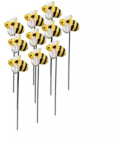 Mounteps 10 Piquets de Jardin Abeille Décorations de Jardin en résine Décorations d'art de Patio, Cadeaux Abeille