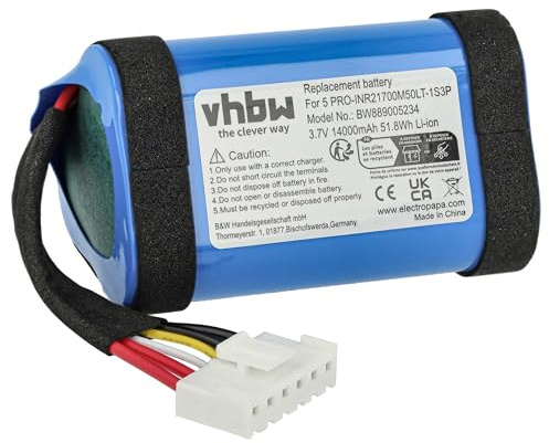 vhbw Akku kompatibel mit JBL Charge 5 Lautsprecher Boxen Speaker (14000 mAh, 3,7 V, Li-Ion)
