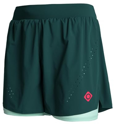Izas Pantalón Corto Deportivo con Malla Interior para Mujer. Tejido Funcional Transpirable y Ligero. Perneras Anchas y Cinturilla Elástica Ajustable. Ideal para Deporte y Running