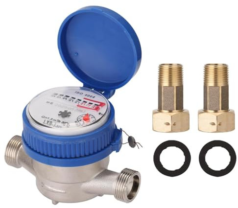 Horloge à eau de jardin calibrée 1/2 - Compteur d'eau de jardin calibré - Monocanal - Avec accessoires de montage - Couvercle de protection - Horloge à eau froide avec aiguilles - Affichage numérique