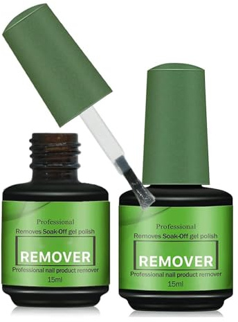 2 Pcs Removedor Esmalte Semipermanente, 15ml Quita Esmalte Semipermanentes Para Uñas, Gel Nail Polish Remover, limina Fácil y Rápidamente el Esmaltes en 3-5 Minutos, No Daña las Uñas
