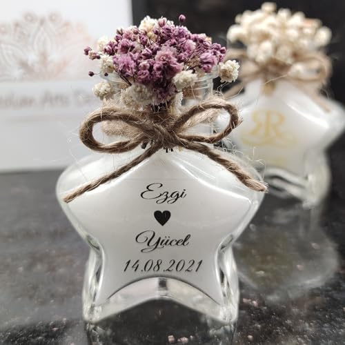 Lot de 50 bougies en verre avec autocollant personnalisé pour fête prénuptiale pour invités