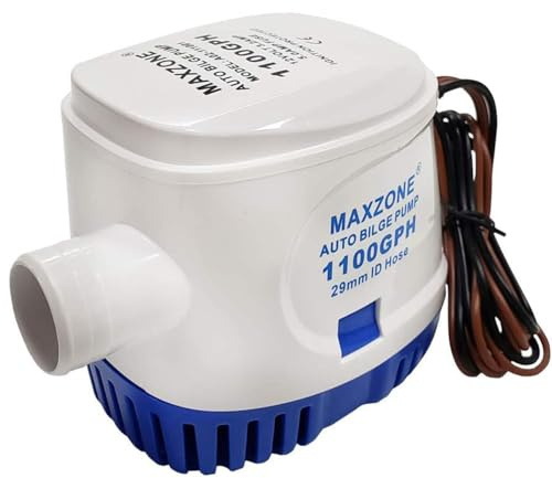 Automatic Submersible Boat Bilge Water Pump 12v 1100gph Auto with Float Switch, 1-1/8 Outlet, Compact Marine Boat Yacht