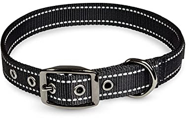 BELISY reflektierendes Hundehalsband mit stabilem Verschluss I Schwarz