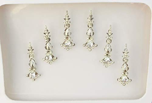BB114 Argent Bindi Crystal Stone Bindi Tattoo autocollant de mariage Forehead Tikka Indian Fancy Party arabe face Gem Body Art