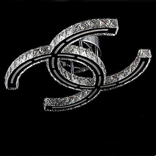 Lampadario moderno in cristallo, 9,8 x 13,7 pollici, lampada da soffitto a LED, in acciaio inox, con cristallo, dimmerabile, per sala da pranzo, camera da letto (35 x 25 cm)