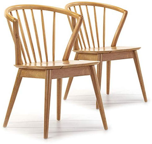 VS Venta-stock Pack 2 sedie Mura Color Rovere, Legno Massiccio, 55 cm (Larghezza) 58,5 cm (profondità) 84 cm (Altezza)