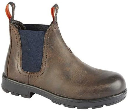 Roamers Boys Waxy Leather Ankle Boots, Textile Lined, PU Outsole, Brown, 6 UK