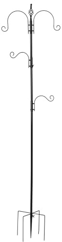 PawHut Mangeoire à Oiseaux Station d'alimentation décorative pour Oiseaux Station d'alimentation pour Oiseaux Sauvages avec 4 Crochets 54,5 x 54,5 x 208 cm Noir