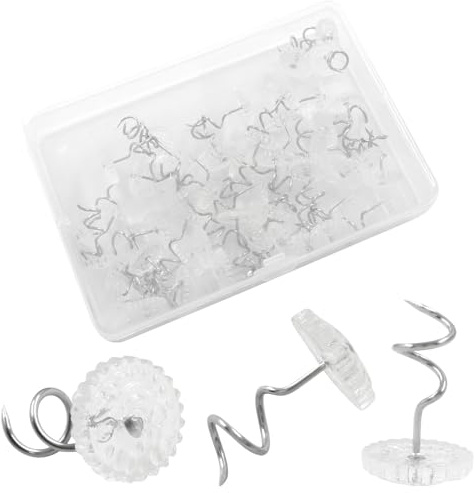 Coufce 50 Pcs Clear Head Twist Pins, 0.75 Inch Upholstery Tacks for Secure Fastening, Ideal Bedskirt Pins for Holding Bedskirts, Drapes, and Slipcovers in Place