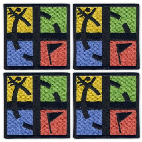 Set of Four - Patchion Geocaching - Square - Black Hook and Loop - Embroidered Patch/Badge/Emblem
