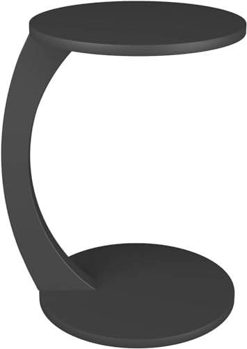 Tubibu C Form Kleiner Beistelltisch, Runder Tisch als Ablagefläche für Couch und Sofa mit Rollen, Rolltisch, Abstelltisch, runde Tischplatte (C-Form, Grau)