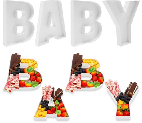 Lettre en carton à remplir « Baby » pour fête prénatale, révélation du sexe, 20,8 cm de haut, planche à charcuterie, plateau à friandises