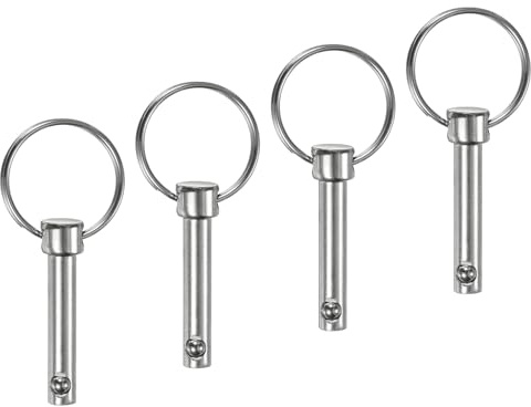 M METERXITY Goupilles Dégagement Rapide 6mm 26mm L Utilisation 32mm L 4Pcs | Goupille Supérieure Bimini, en Acier au Carbone pour Construction Navale/Bateau,