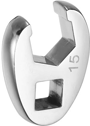 sourcing map Drive Crowfoot Wrench 3/8 Drive 15mm Metric Fractional Crowfoot Flare Nut Wrench 40Cr Chrome Plated Open End Crowfoot Wrench for Mechanics Automotive Repair Work