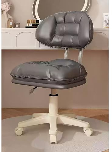 Tabouret roulant pivotant avec dossier réglable en hauteur pour travail, dessin, maison ou bureau avec roulettes (gris)