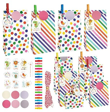 Lonrtesw 20 Sacchetti di Carta per Biscotti e Caramelle, Snack, Biscotti, Caramelle, Decorazione per Feste di Compleanno, Dessert, Caramelle, Bar