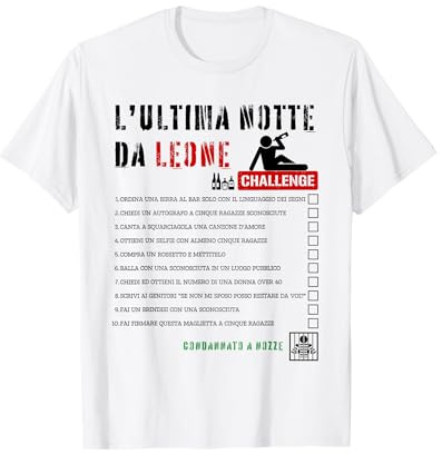 Addio al Celibato Checklist Sposo Challenge Divertente Gioco Maglietta
