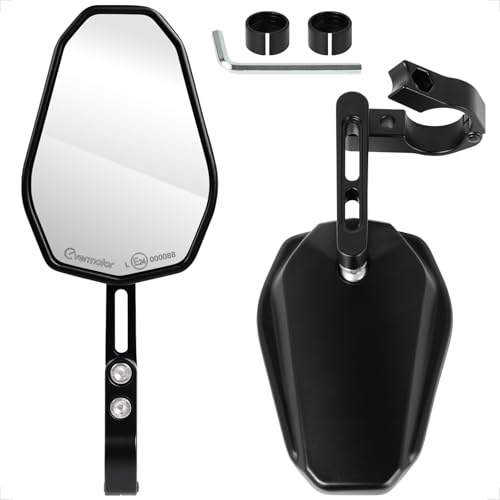evermotor Specchietto Moto E24 Omologato, 360° Regolabile, Montaggio Interno Semplificato, Universale per Manubri da 22mm e 25,4mm, Nero